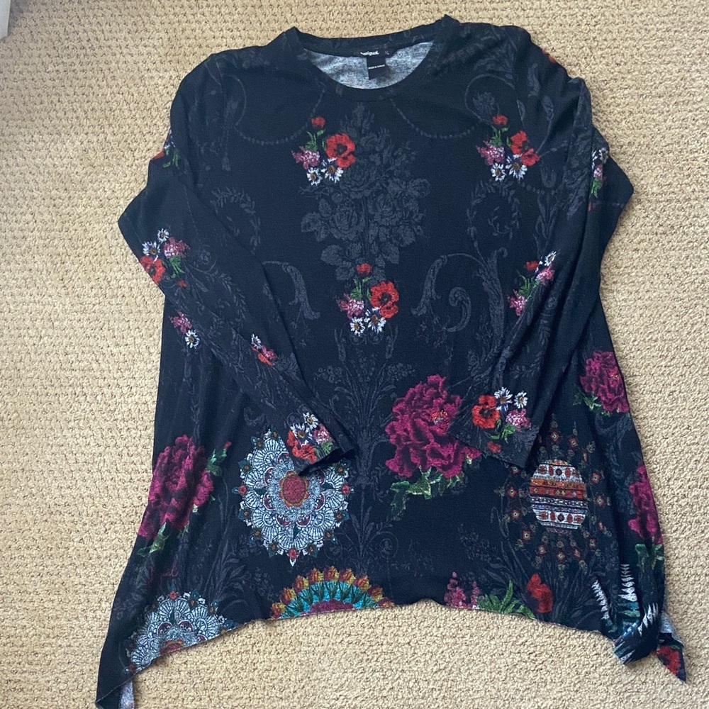 Desigual Black Floral Long Sleeve sweater